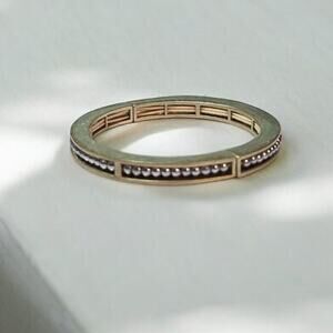 Lia Sophia Soho Matte Gold Tone Faux Pearl Stretch Bracelet - Quiet Luxury